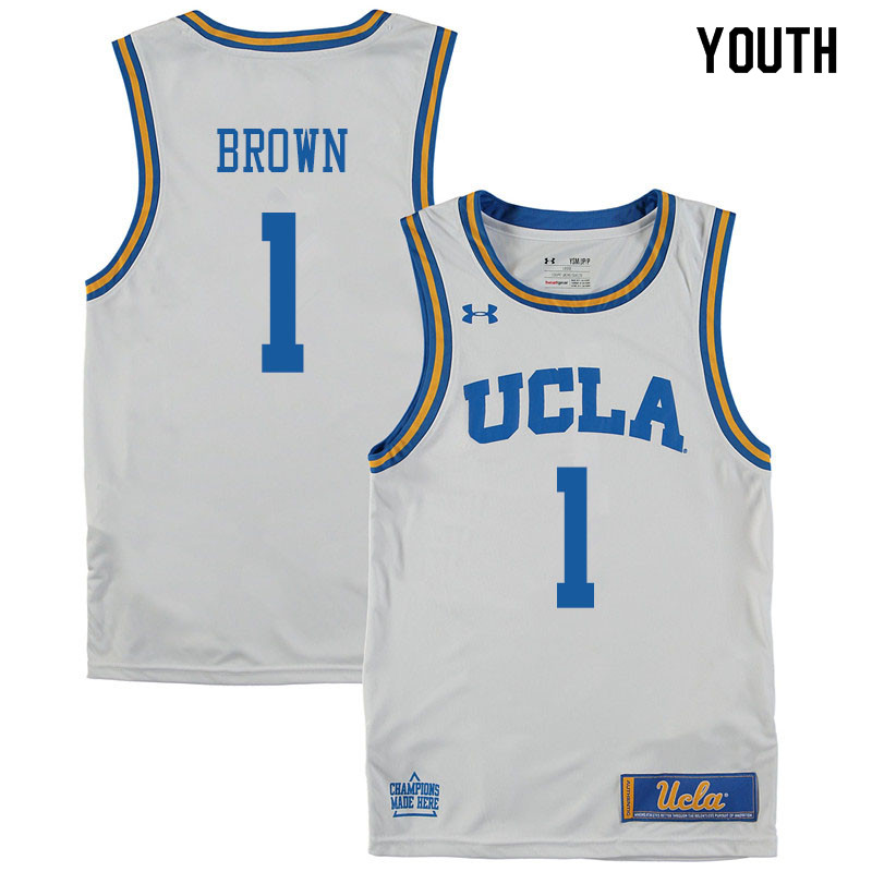 Youth #1 Moses Brown UCLA Bruins College Basketball Jerseys Sale-White - Click Image to Close